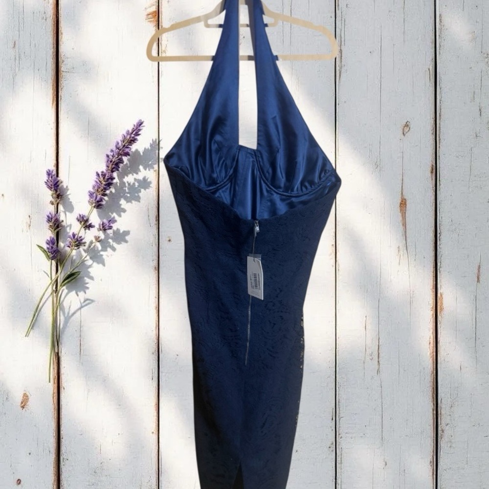 Bardot Midnight Blue Chic Halter Dress 💙 Size 10 NWT - Picture 2 of 3